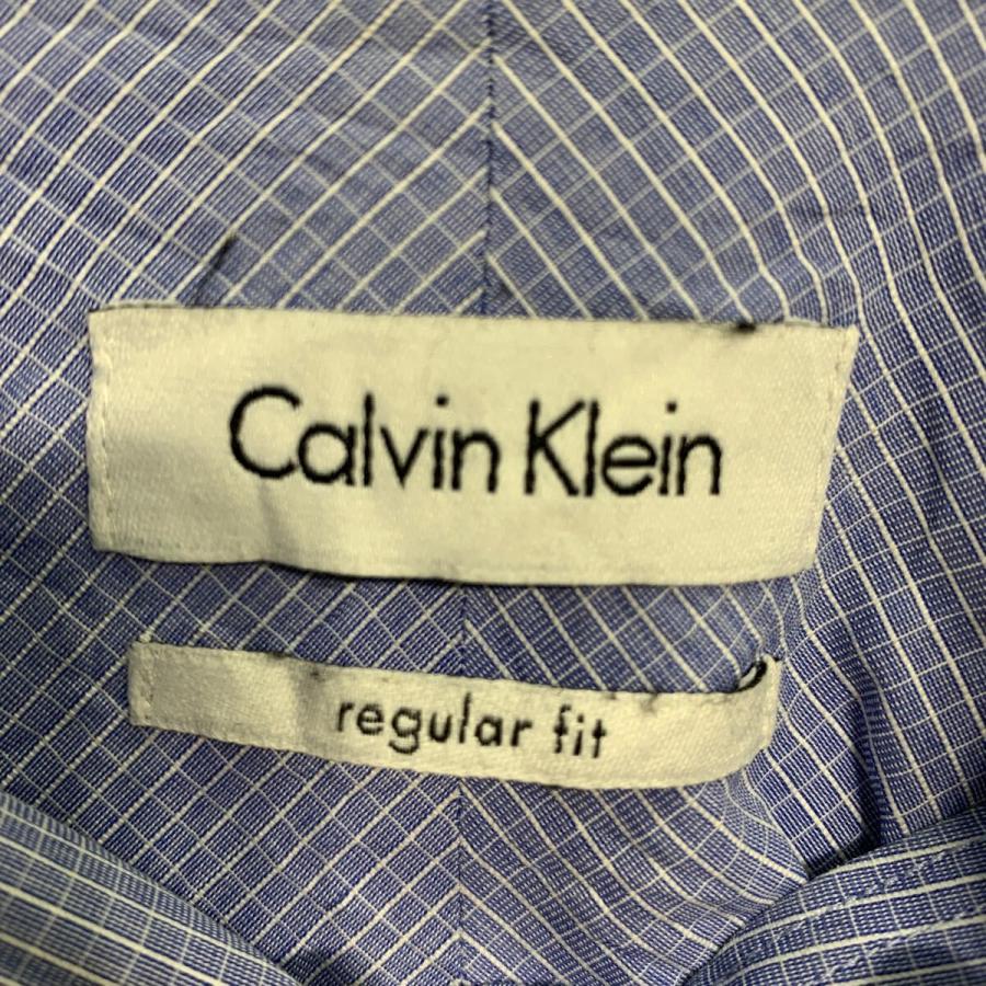 Calvin Klein 長袖 チェックシャツ L ブルー ホワイト カルバン