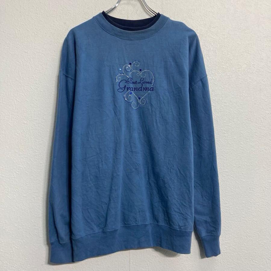 M&C sportswear プリントスウェット パーカー L ブルー プルオーバー