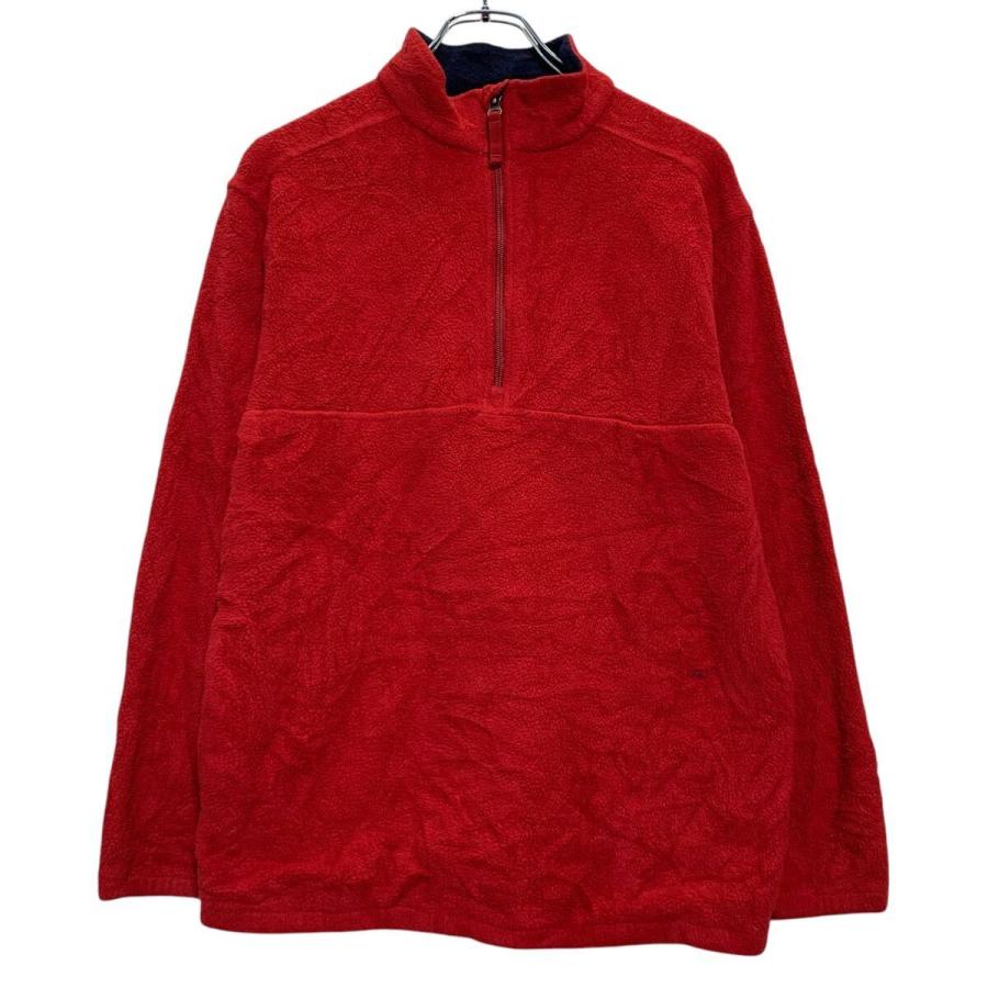 LANDS'END フリースジャケット L レッド ランズエンド ハーフジップ