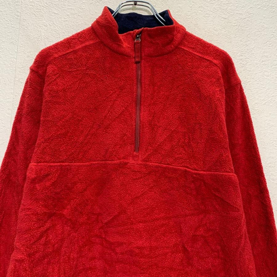 LANDS'END フリースジャケット L レッド ランズエンド ハーフジップ