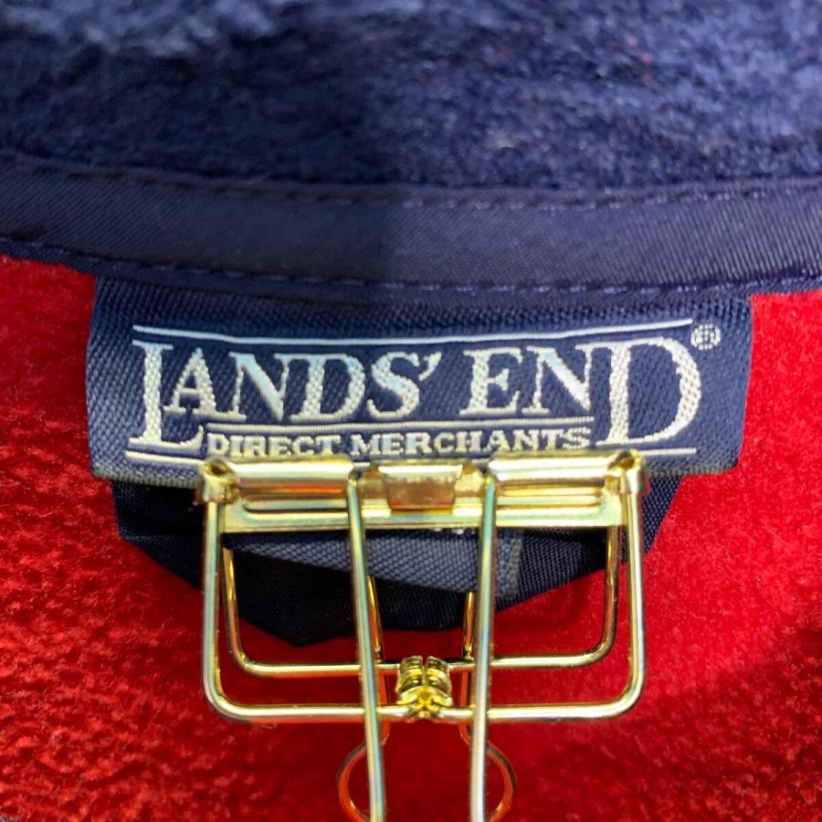 LANDS'END フリースジャケット L レッド ランズエンド ハーフジップ