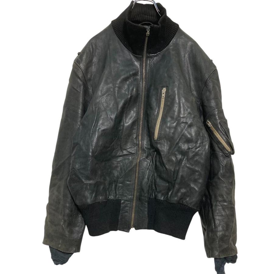 ドイツ軍 レザー フライトジャケット L〜 ブラック 民間品 ミリタリー
