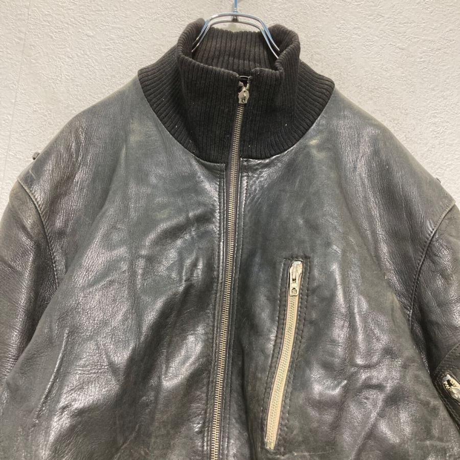ドイツ軍 レザー フライトジャケット L〜 ブラック 民間品 ミリタリー
