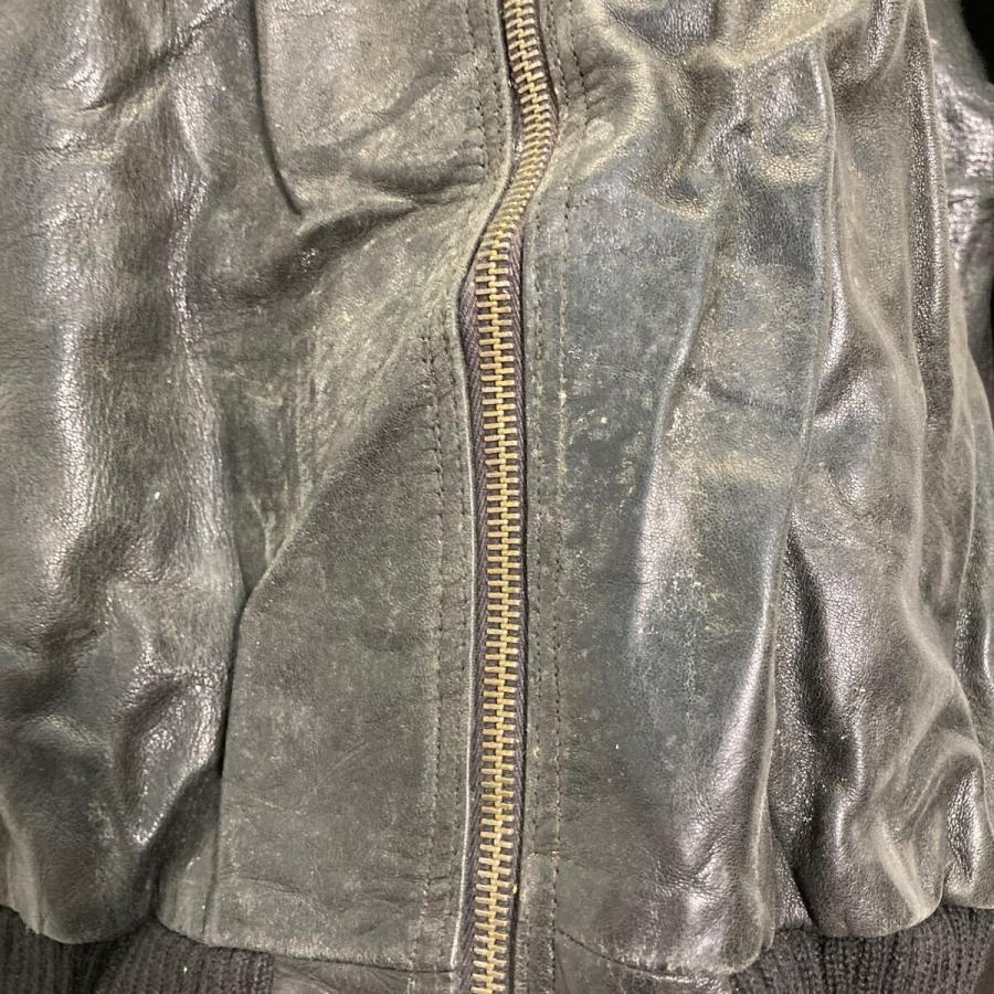 ドイツ軍 レザー フライトジャケット L〜 ブラック 民間品 ミリタリー