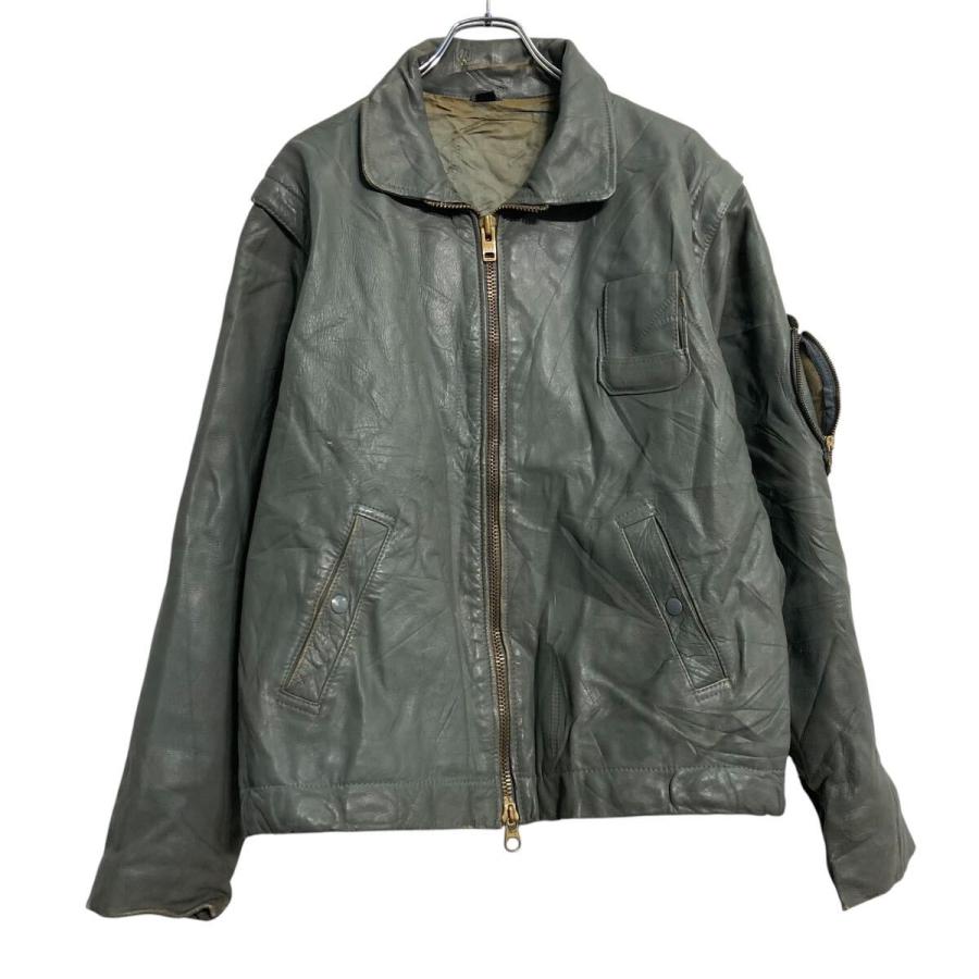 ドイツ軍 グレー レザー フライトジャケット ドイツ軍 パイロット レザー フライトジャケット グレー 60 大きい