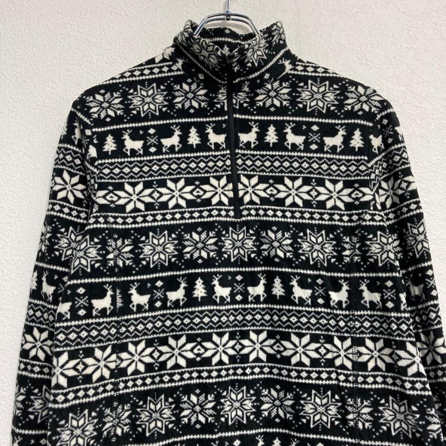 LANDS' END フリースジャケット M ブラック 総柄 アウトドア キャンプ