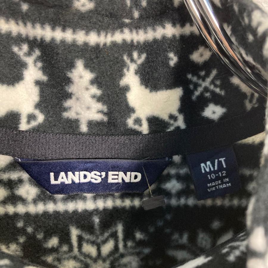 LANDS' END フリースジャケット M ブラック 総柄 アウトドア キャンプ