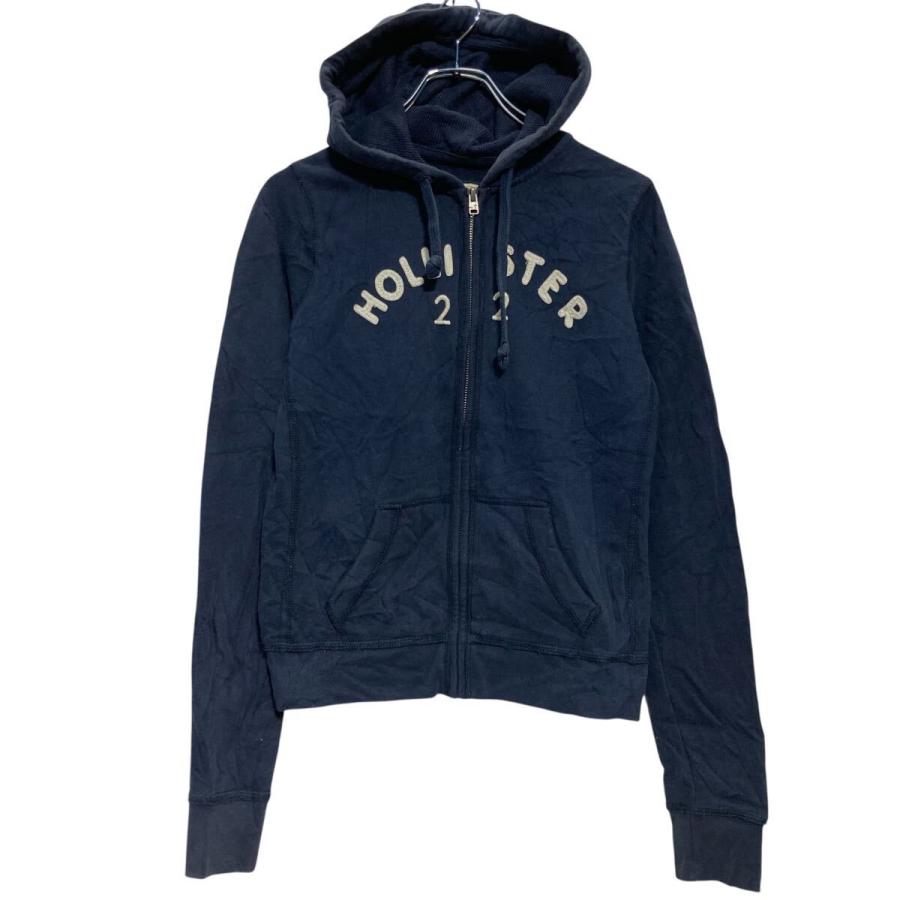 Hollister ロゴスウェット パーカー ネイビー レディース M ホリスター