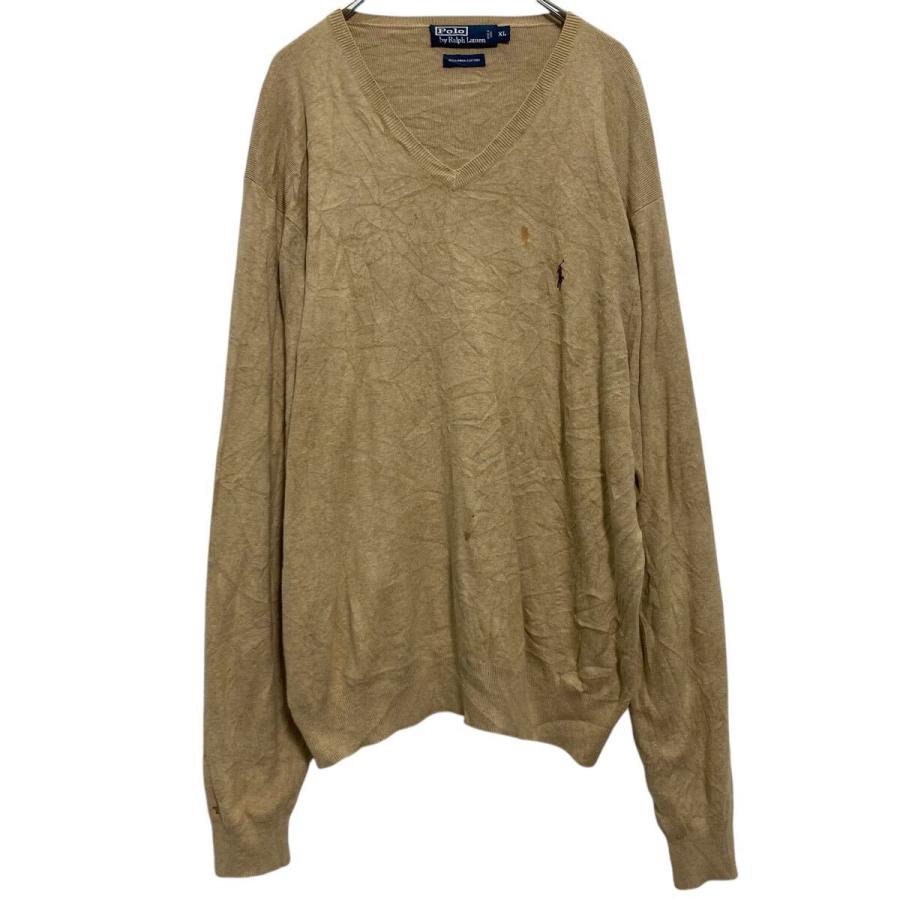 POLO RALPH LAUREN コットン ニット セーター XL ベージュ ポロラルフ