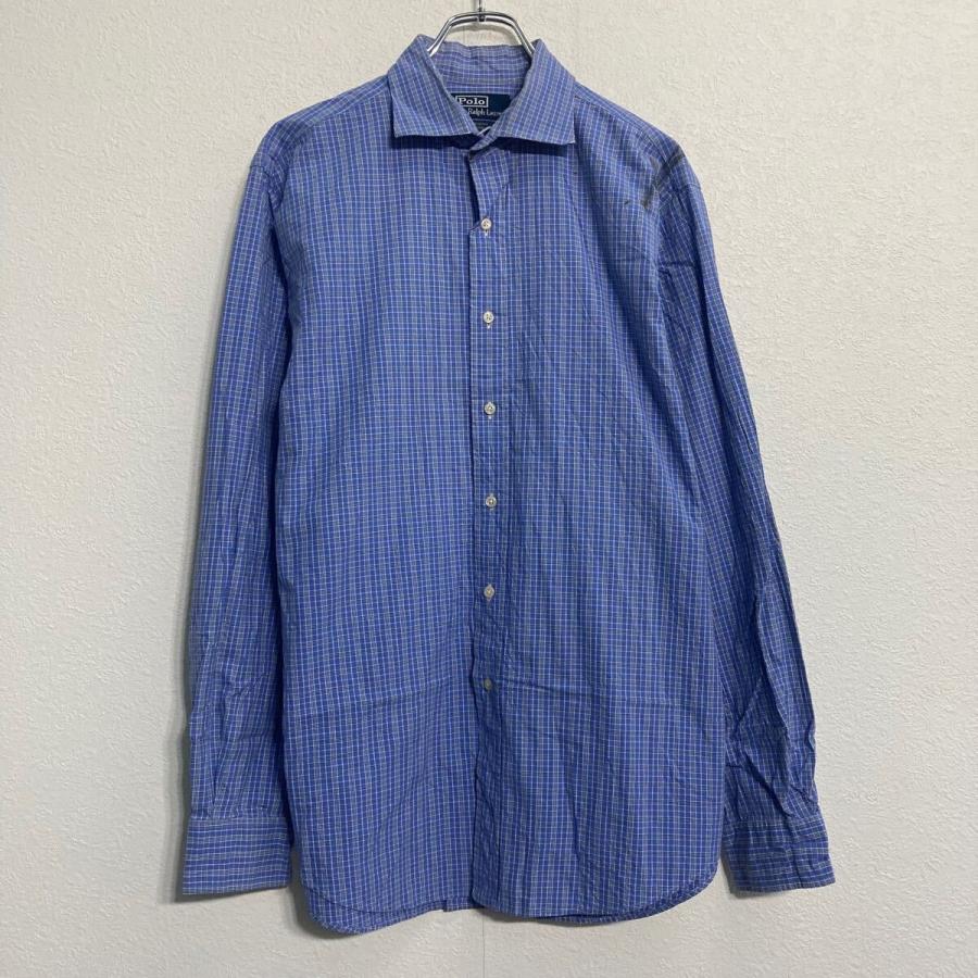 POLO RALPH LAUREN 長袖 チェックシャツ L ブルー ポロラルフローレン