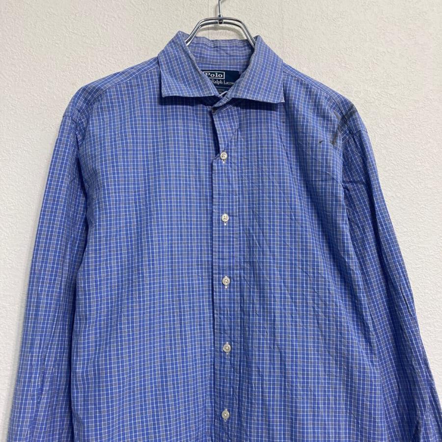 POLO RALPH LAUREN 長袖 チェックシャツ L ブルー ポロラルフローレン