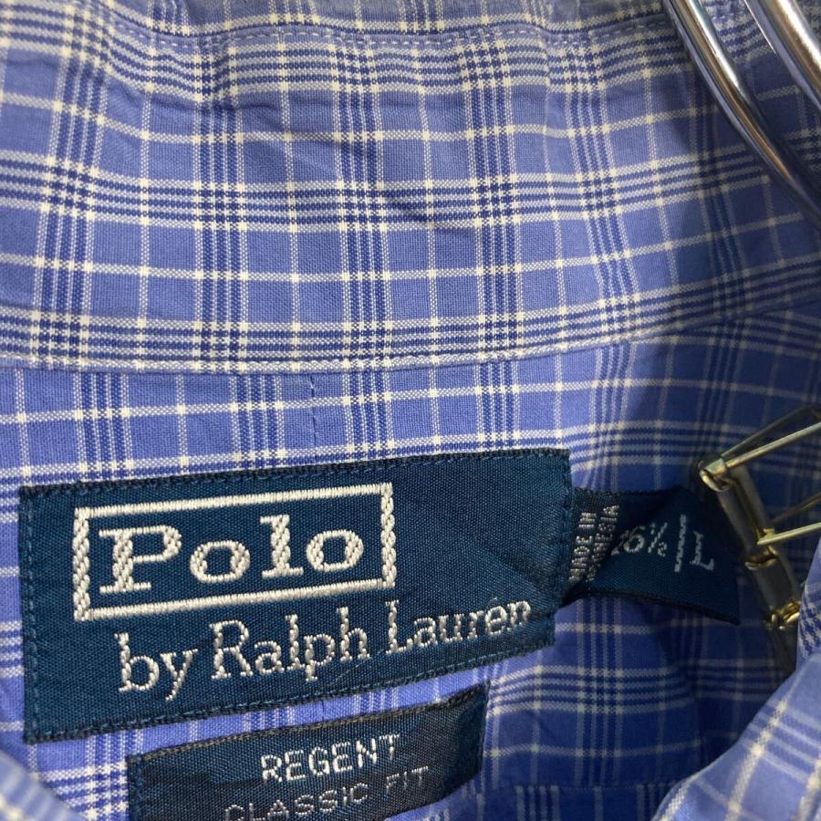POLO RALPH LAUREN 長袖 チェックシャツ L ブルー ポロラルフローレン