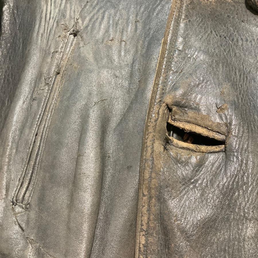 レザー カーコート XL〜 ダークブラウン 裏ボアライナー付 〜50's 古着