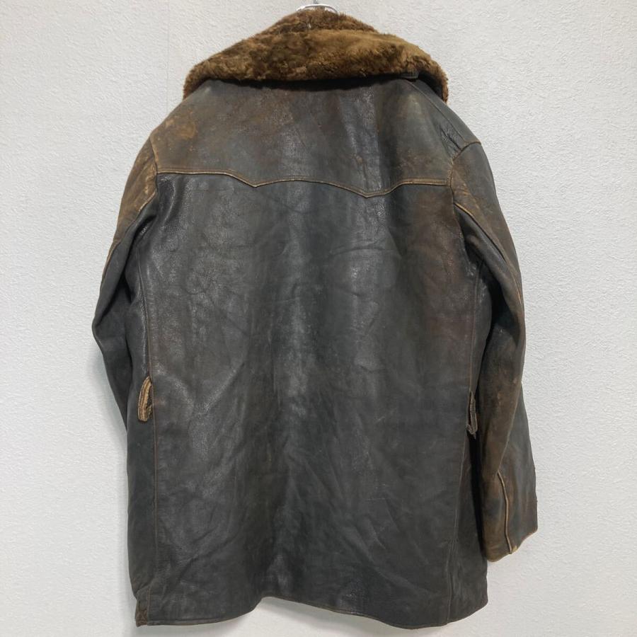 レザー カーコート XL〜 ダークブラウン 裏ボアライナー付 〜50's 古着