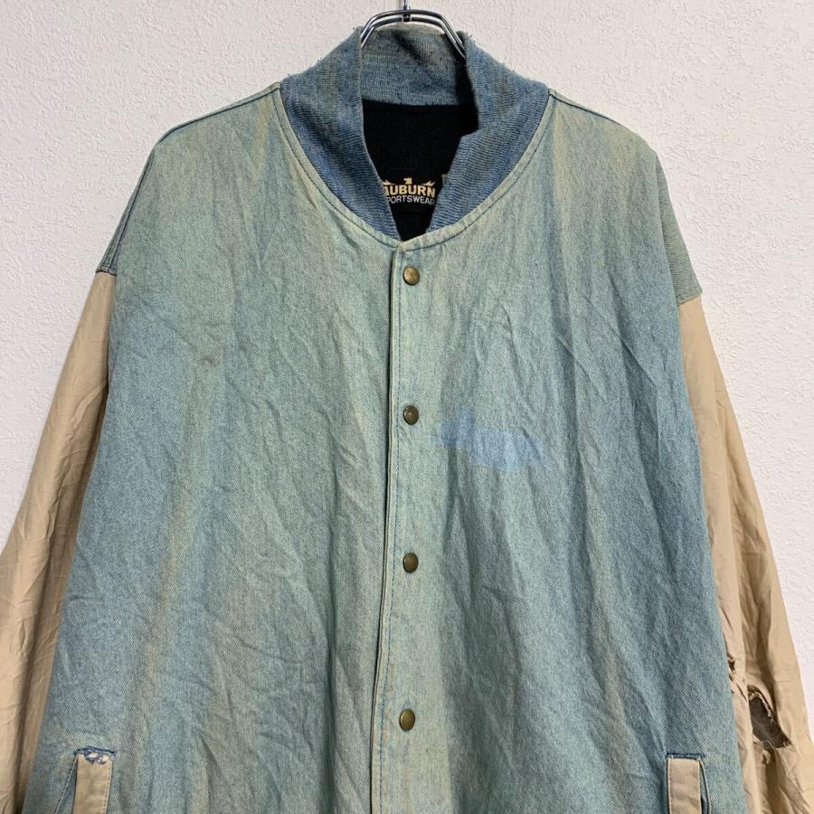 デニムジャケット XXL ブルー ベージュ スナップボタン ビッグサイズ