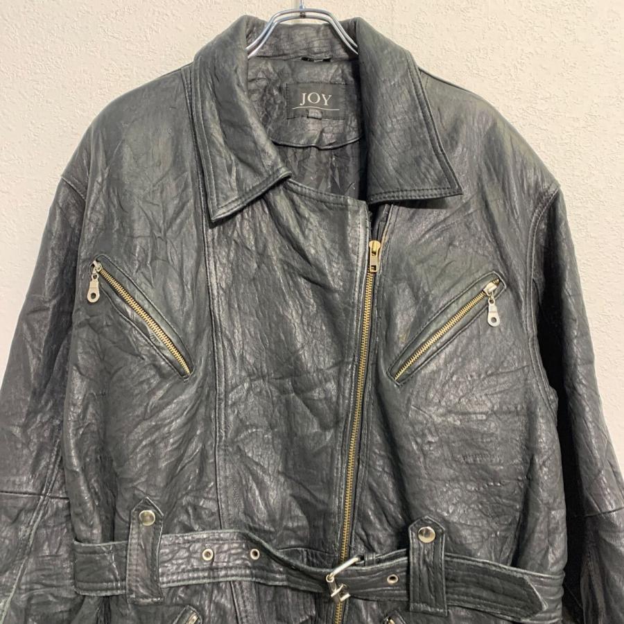 JOY レザージャケット M ブラック ジョイ ジップアップ ベルト バイク