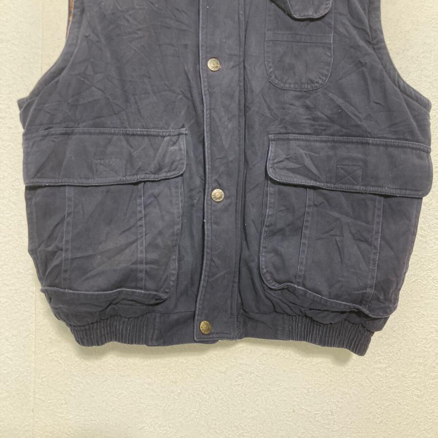 NORTH BAY 中綿 ベスト M ネイビー 裏地チェック柄 マルチポケット