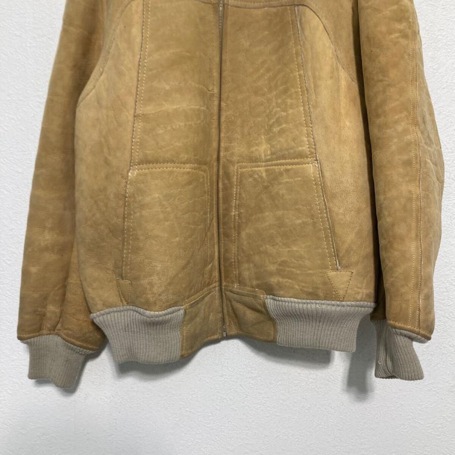 ムートンジャケット XL〜 ベージュ 襟ボア 革ジャケット ブルゾン