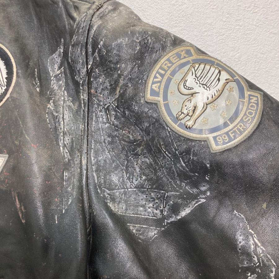AVIREX レザー フライトジャケット 5XL ブラック USA製 ビッグサイズ