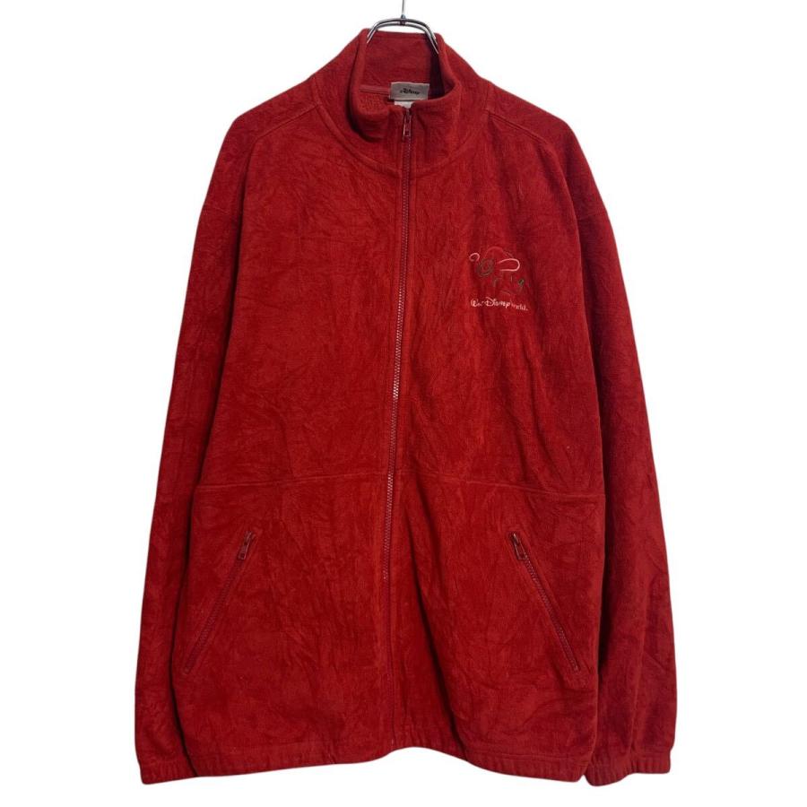 Disney フリースジャケット L レッド ディズニー ジップアップ ワン