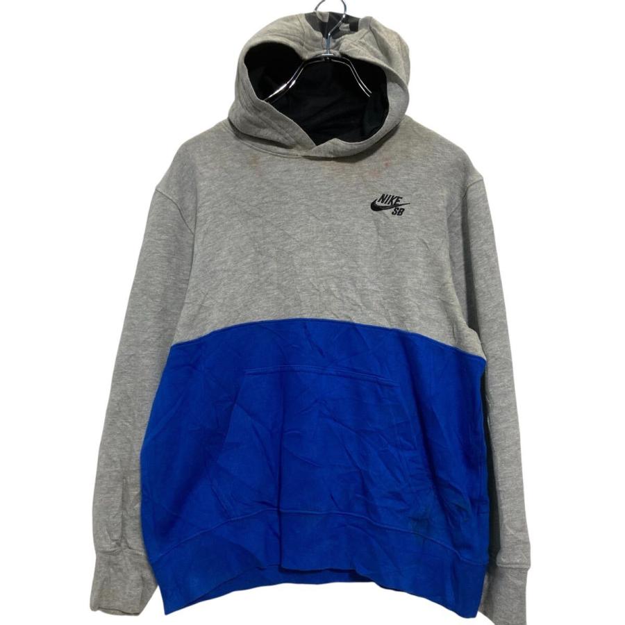 NIKE SB ロゴスウェット パーカー キッズ L 150〜 グレー ブルー 切替