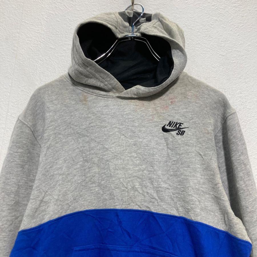 NIKE SB ロゴスウェット パーカー キッズ L 150〜 グレー ブルー 切替