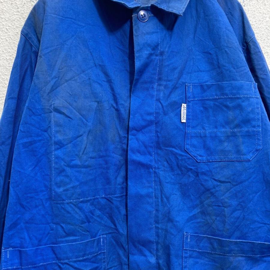 ワークジャケット L~ ブルー ユーロワーク COTON ボタン 古着卸