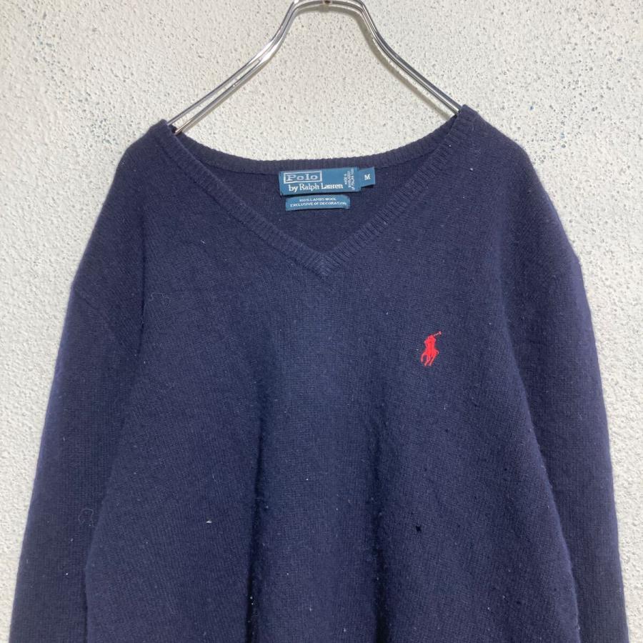 Polo Ralph Lauren ウールニット セーター M ネイビー ポロラルフ
