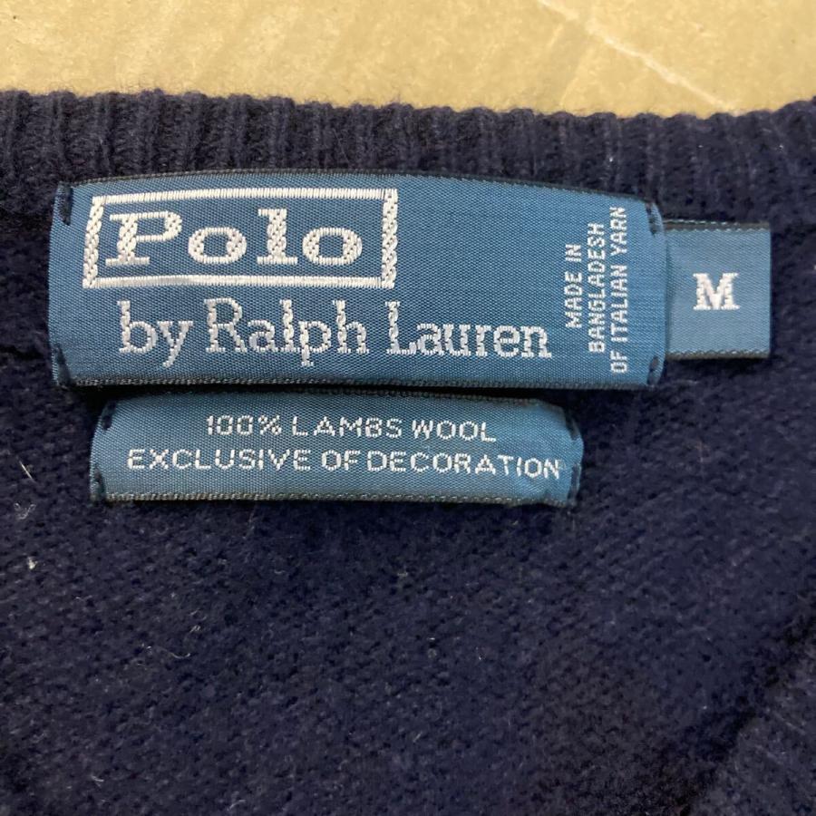 Polo Ralph Lauren ウールニット セーター M ネイビー ポロラルフ