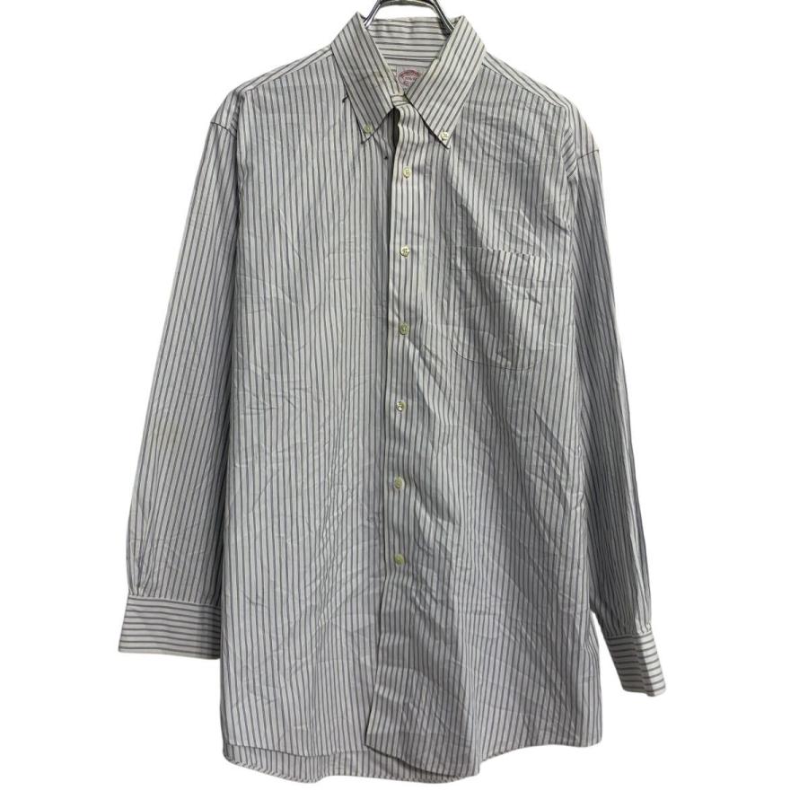 BROOKS BROTHERS 長袖 ストライプシャツ 15 L 程 ホワイト ブルー