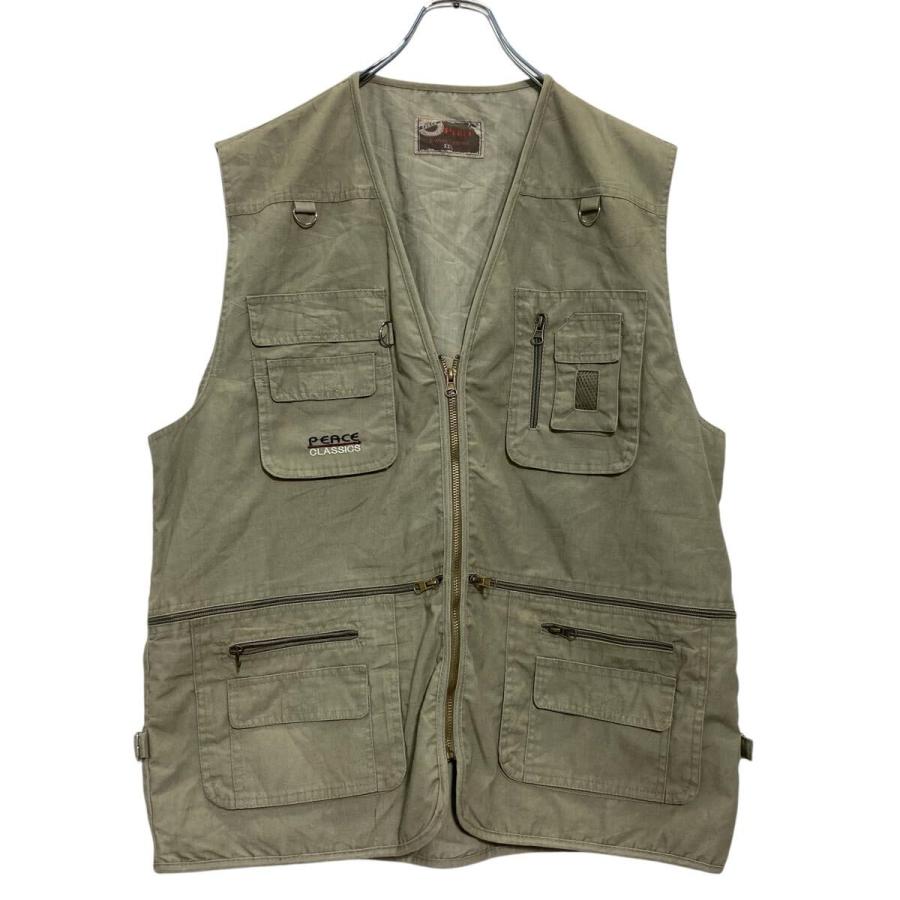 CAMEL 古着 フィッシングベスト ギミック アメリカ輸入 ポケット Peace フィッシングベスト 2XL カーキ ビッグサイズ アウトドア 古着卸