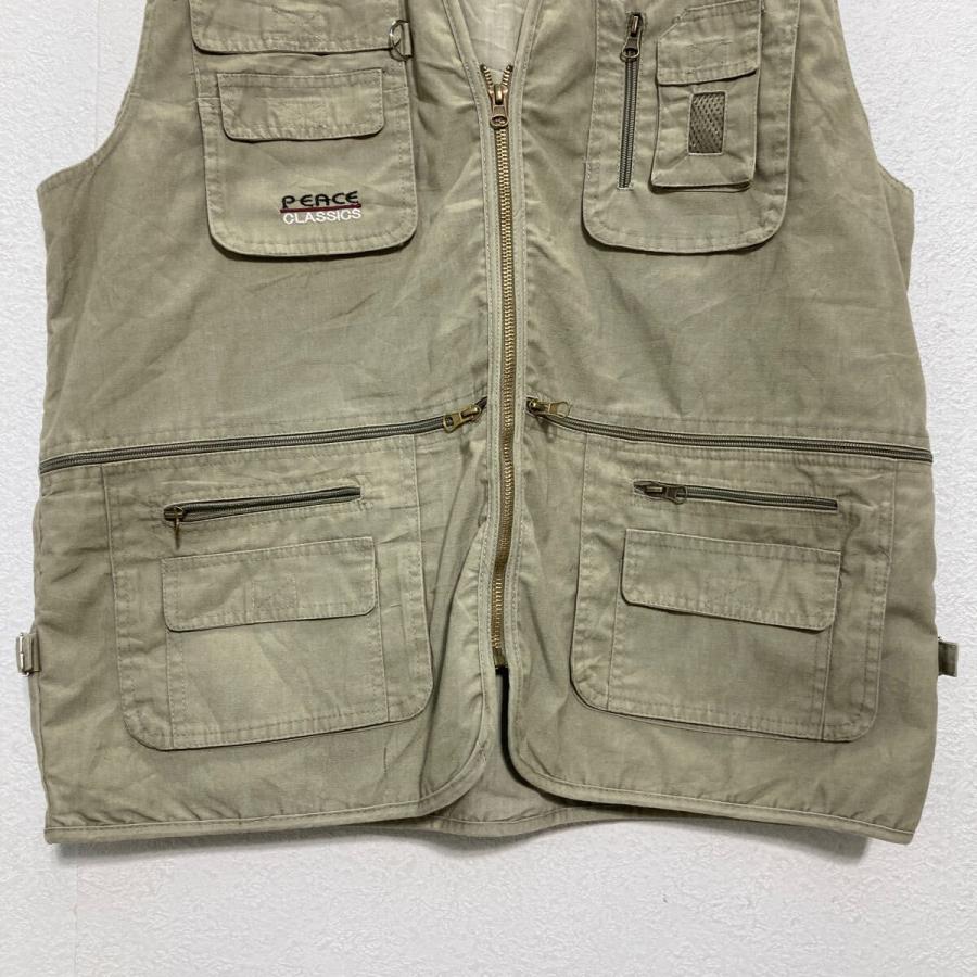 Peace フィッシングベスト 2XL カーキ ビッグサイズ アウトドア 古着卸