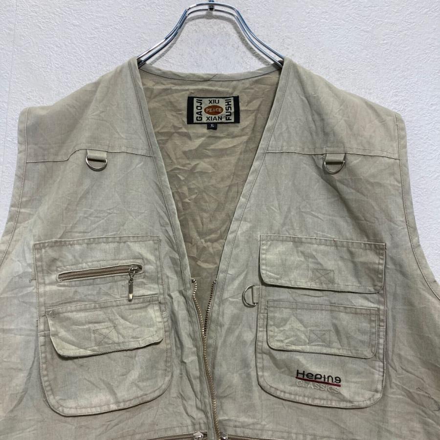 GAOJI FUSHI フィッシングベスト XL グレージュ ビッグサイズ 古着卸