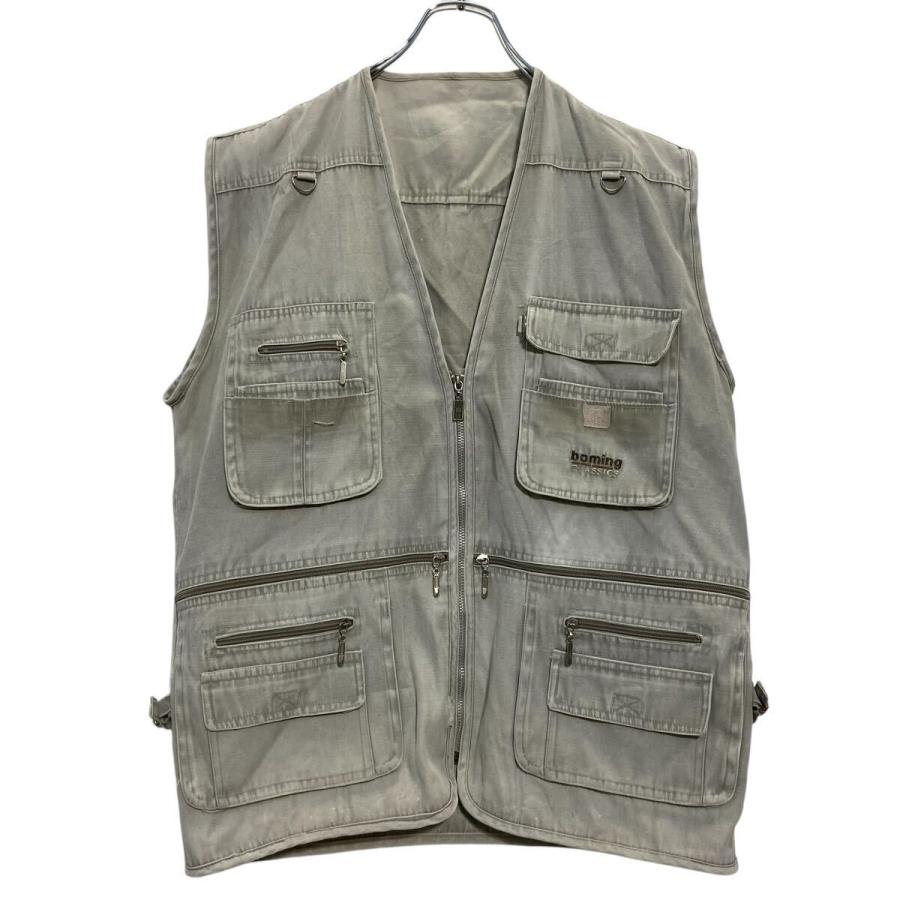 フィッシングベスト 2XL〜 ライトグレー ビッグサイズ マルチポケット