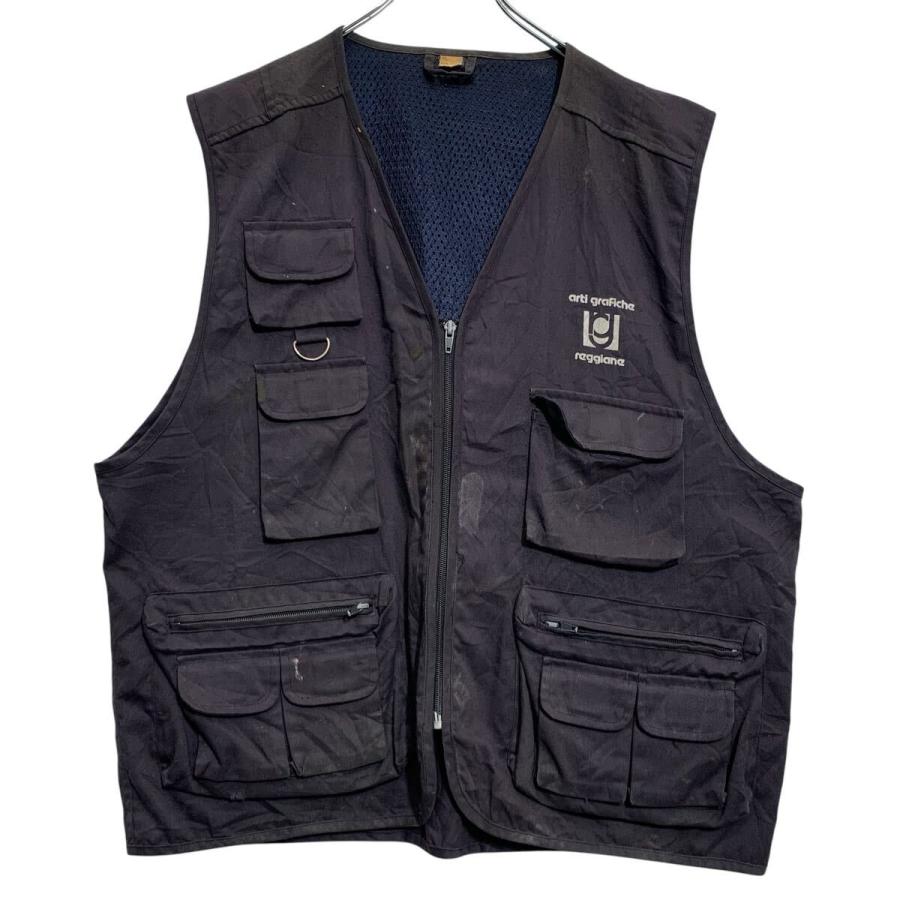 フィッシングベスト XXL チャコールグレー ジップアップ ビッグサイズ