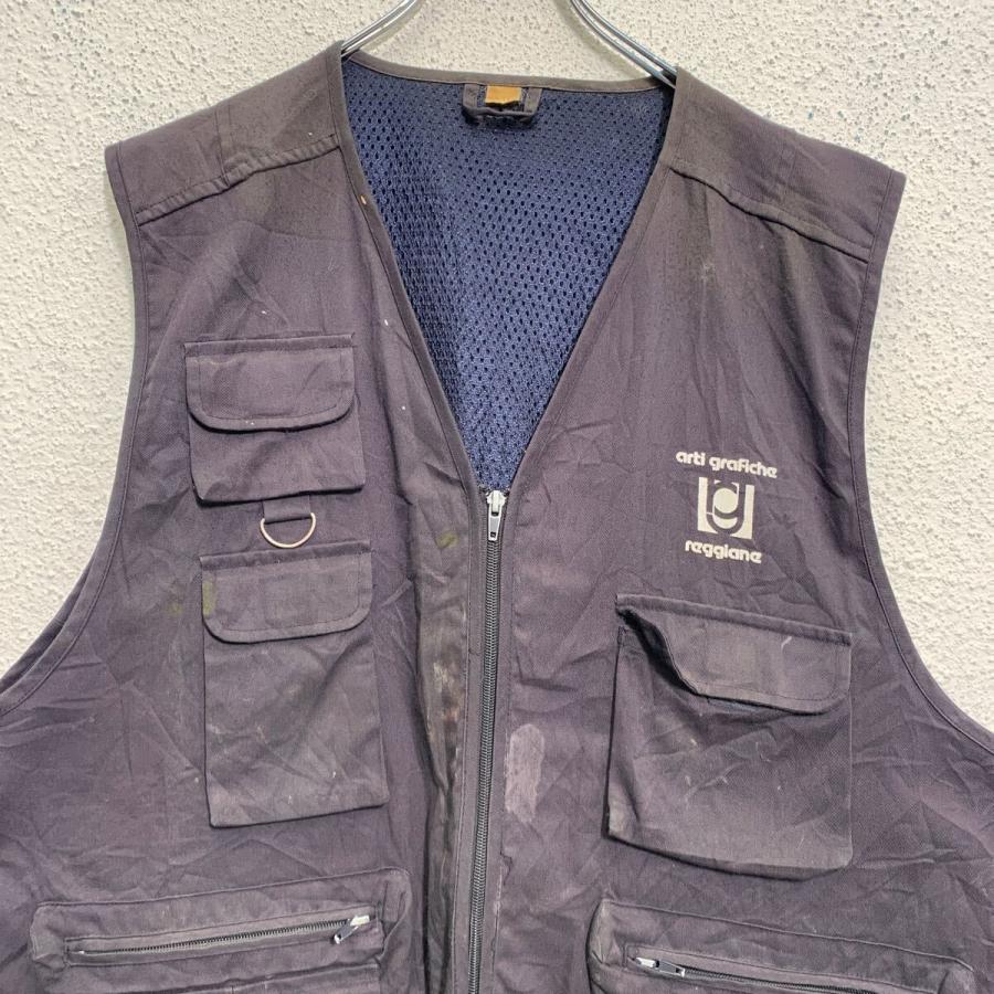 フィッシングベスト XXL チャコールグレー ジップアップ ビッグサイズ