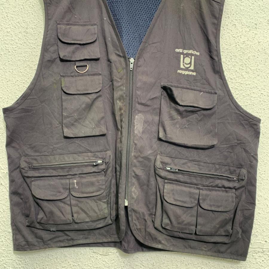 フィッシングベスト XXL チャコールグレー ジップアップ ビッグサイズ