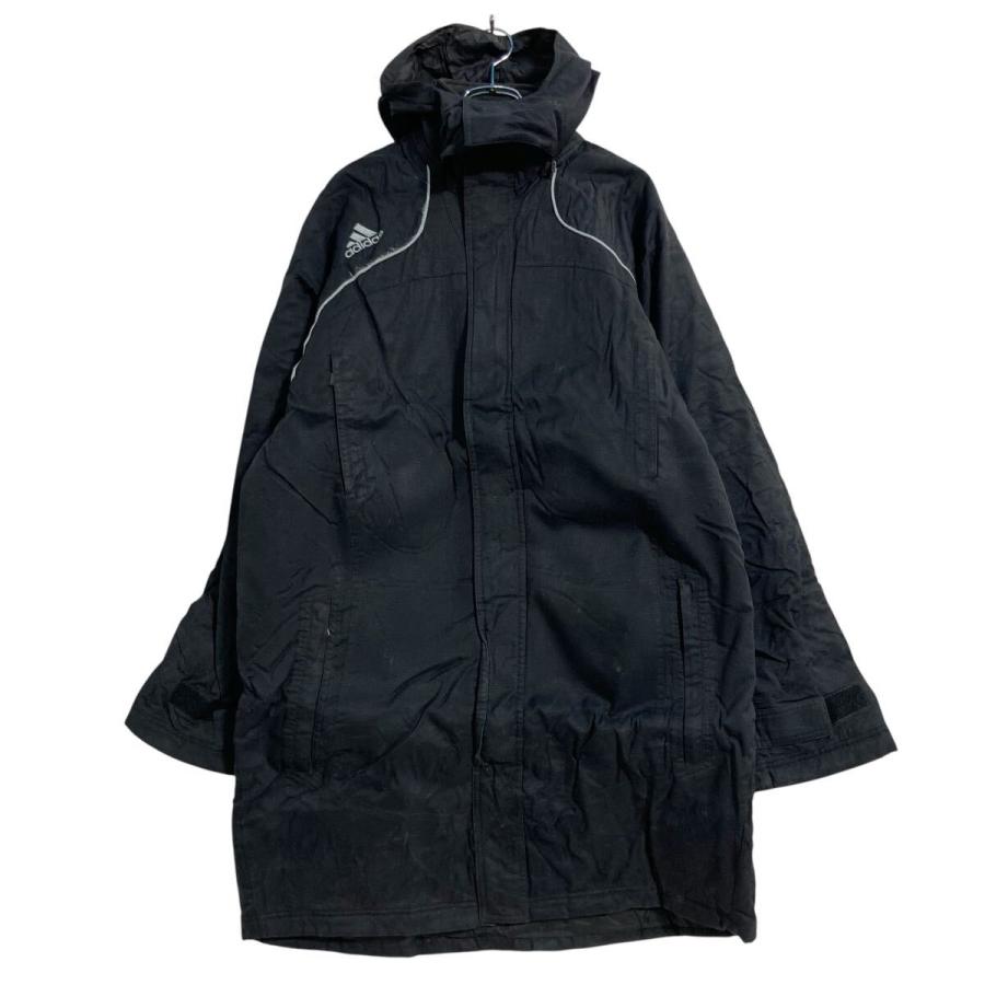 adidas ベンチコート L ブラック アディダス フード スポーツ 古着卸