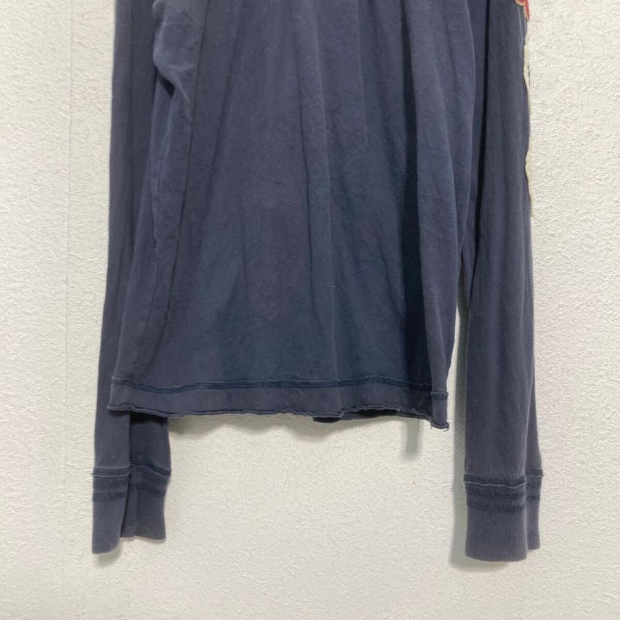 HOLLISTER 長袖 ヘンリーネックTシャツ L ネイビー ホリスター 袖ロゴ