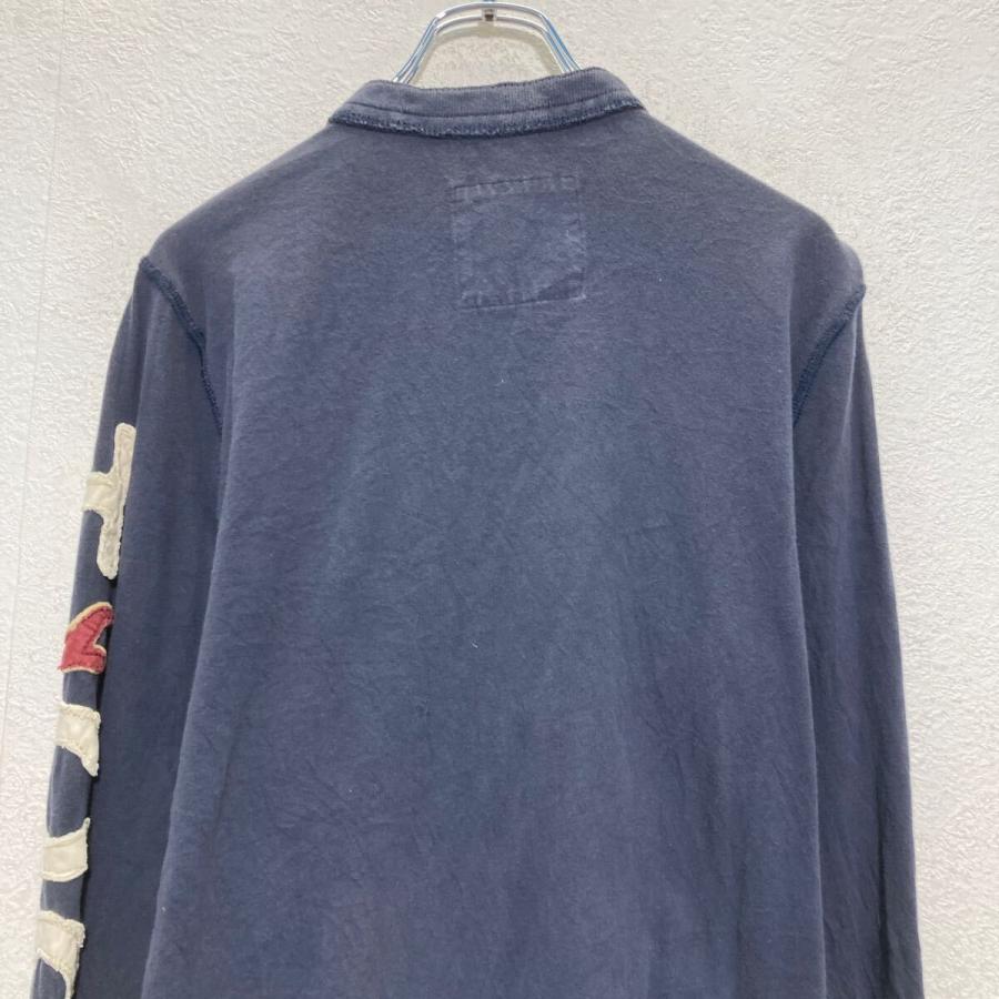 HOLLISTER 長袖 ヘンリーネックTシャツ L ネイビー ホリスター 袖ロゴ