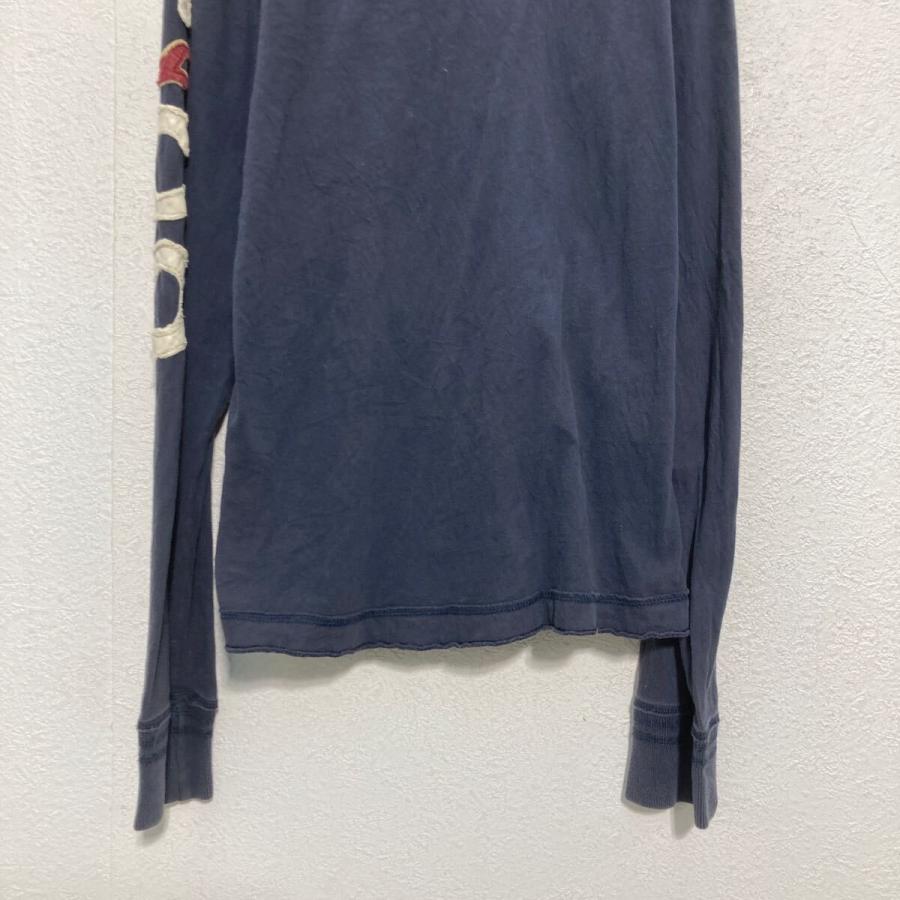 HOLLISTER 長袖 ヘンリーネックTシャツ L ネイビー ホリスター 袖ロゴ