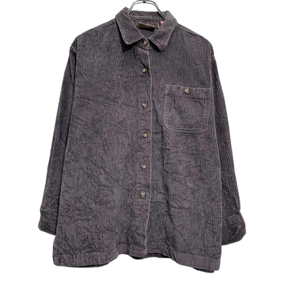 FADEDGLORY 長袖 無地シャツ M チャコールグレー ボタン コーデュロイ