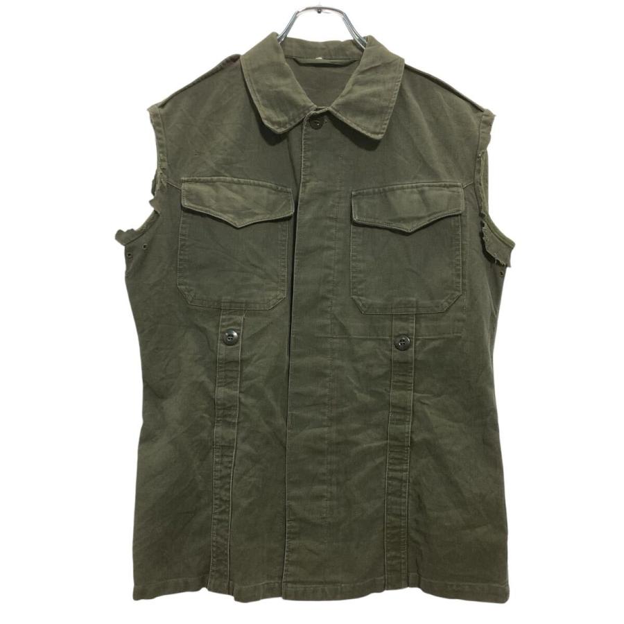 ミリタリーベスト L〜 オリーブ エポレット 古着卸 アメリカ仕入 a702