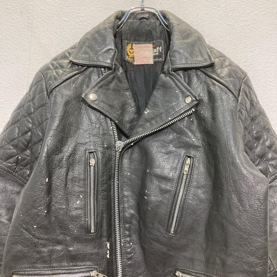 Belstaff レザー ダブルライダースジャケット S ブラック ベルスタッフ イングランド製 70's 古着卸 アメリカ仕入 a702-7202の画像