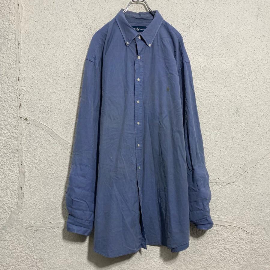 RALPH LAUREN 長袖 無地シャツ ラルフローレン 2XLT ブルー ビッグ