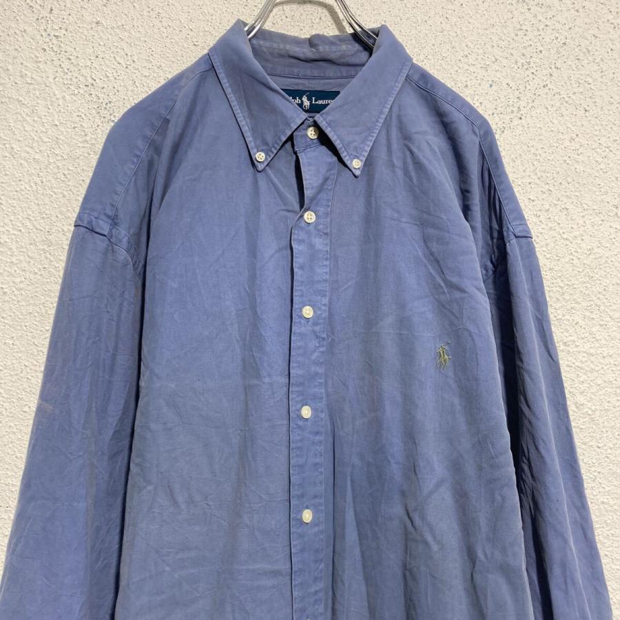 RALPH LAUREN 長袖 無地シャツ ラルフローレン 2XLT ブルー ビッグ