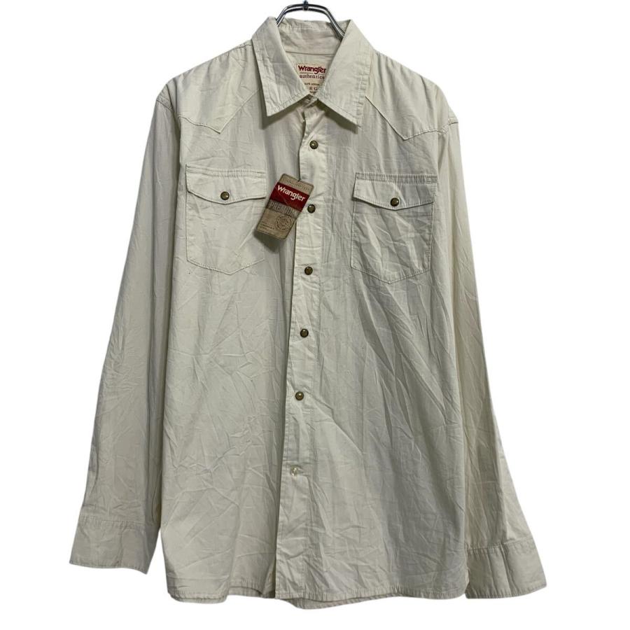 Wrangler 長袖 無地シャツ L ホワイト ラングラー スナップボタン 胸