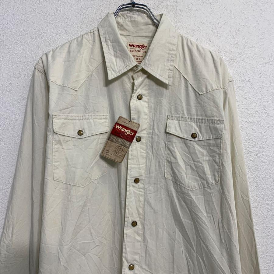 Wrangler 長袖 無地シャツ L ホワイト ラングラー スナップボタン 胸