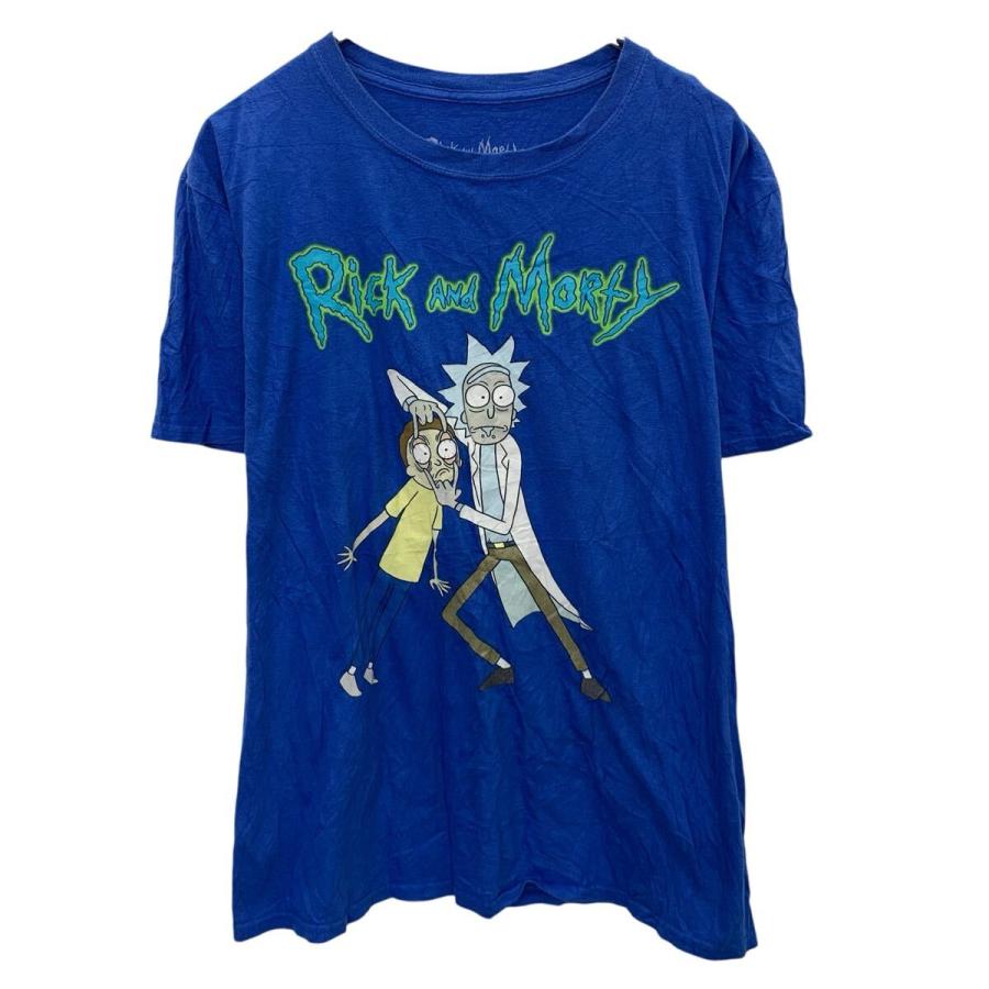 Rick and Morty キャラクターTシャツ L ブルー リックアンドモーティ