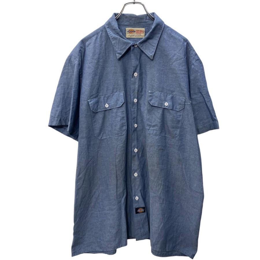 Dickies 半袖 ワークシャツ 2XL サックスブルー ディッキーズ ダブル